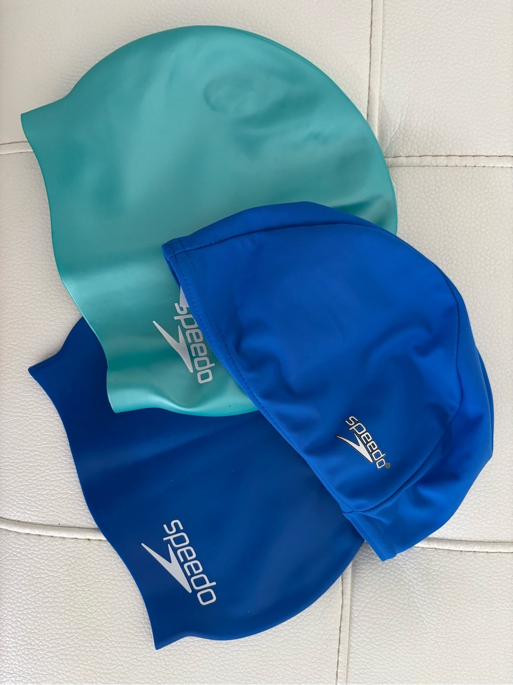 Speedo Swim Cap Set - Teal, Royal Blue & Cobalt